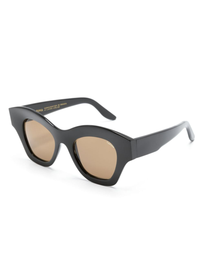 Shop Lapima Tessa Oval-frame Sunglasses In Black