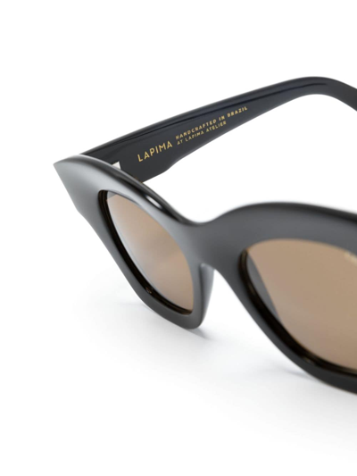 Shop Lapima Tessa Oval-frame Sunglasses In Black