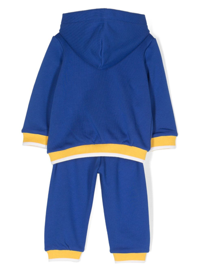 Shop Moschino Logo-embroidered Cotton Tracksuit Set In Blue
