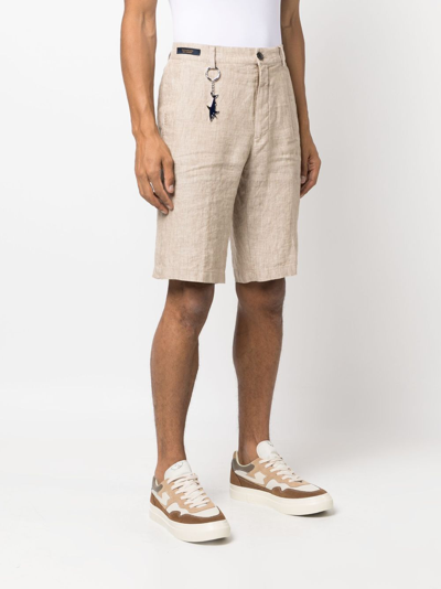 Shop Paul & Shark Keyring-attachment Linen Bermuda Shorts In Brown