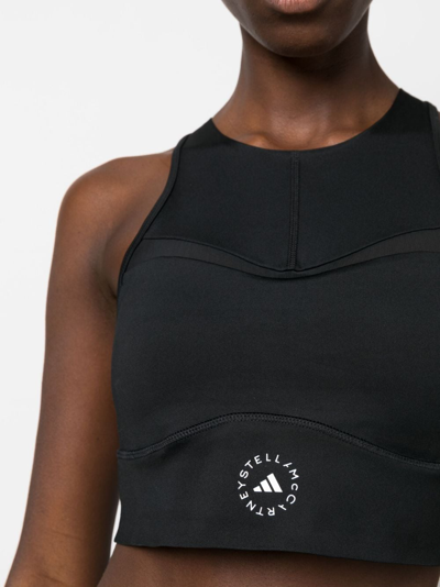 Shop Adidas By Stella Mccartney Training Logo-print Cropped Top In Black