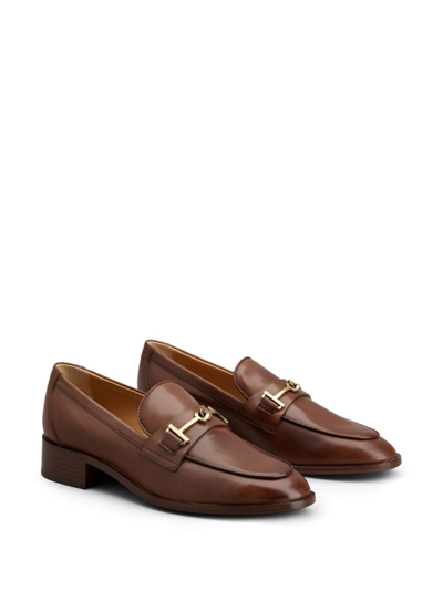 Tod's Logo-plaque Leather Loafers In Brown