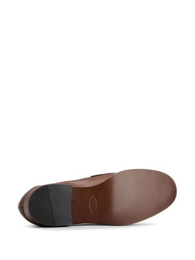 Tod's Logo-plaque Leather Loafers In Brown