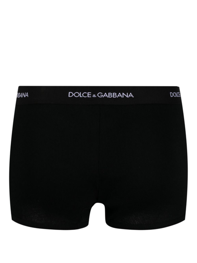 Shop Dolce & Gabbana Logo-waist Cotton Boxers In Black