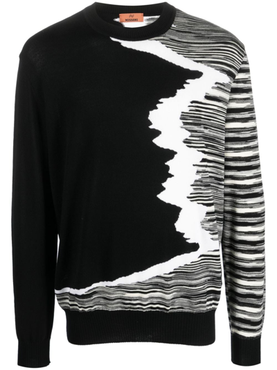 Shop Missoni Patterned Intarsia-knit Wool Jumper In Black