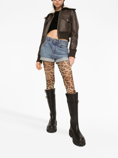 Dolce & Gabbana Brown Faded Faux-leather Jacket In Brown