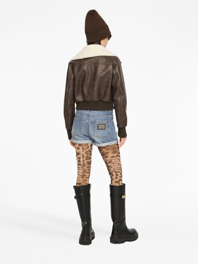 Dolce & Gabbana Brown Faded Faux-leather Jacket In Brown