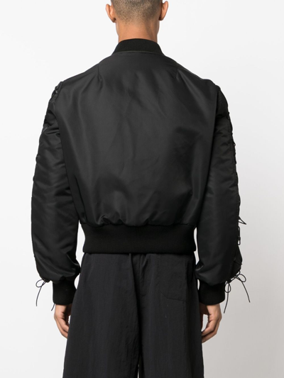 Shop Simone Rocha Lace-up Bomber Jacket In Black
