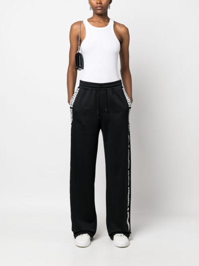 Dsquared2 Logo-tape Cotton Track Pants In Black