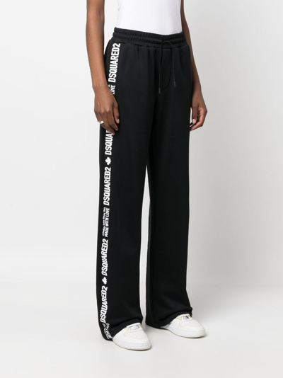 Dsquared2 Logo-tape Cotton Track Pants In Black