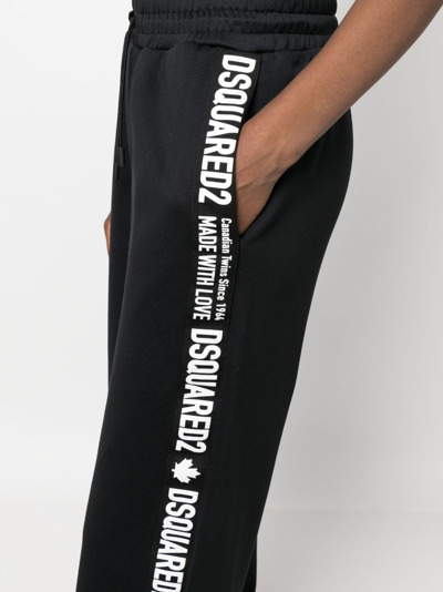 Dsquared2 Logo-tape Cotton Track Pants In Black