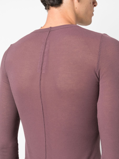Shop Rick Owens Semi-sheer Longline T-shirt In Purple