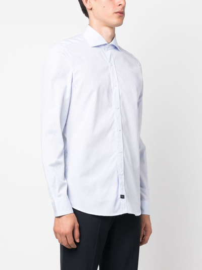 Shop Fay Cutaway-collar Cotton Shirt In Blue