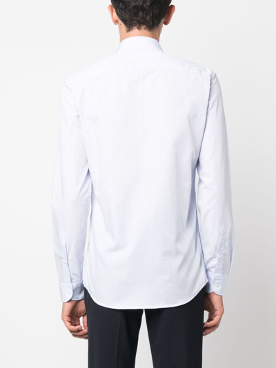 Shop Fay Cutaway-collar Cotton Shirt In Blue