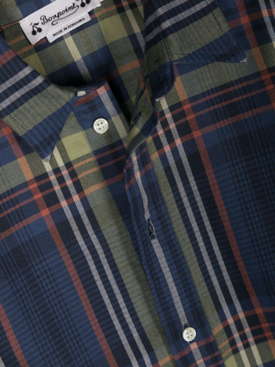 Shop Bonpoint Check-print Long-sleeve Shirt In Blue