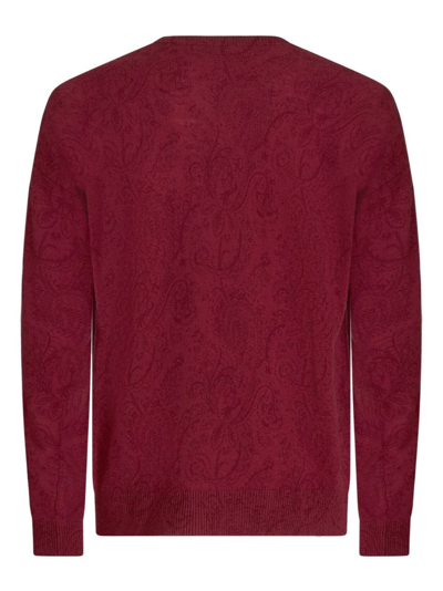 Shop Etro Logo-embroidered Wool Jumper In Red