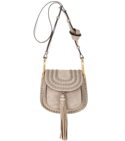 Shop Chloé Hudson Mini Suede Shoulder Bag In Motty Grey