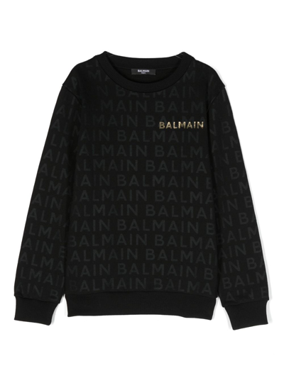 Balmain Logo-print Cotton Sweatshirt In Black