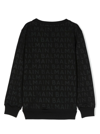 Balmain Logo-print Cotton Sweatshirt In Black