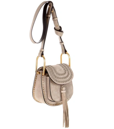 Shop Chloé Hudson Mini Suede Shoulder Bag In Motty Grey
