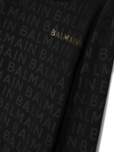 Balmain Logo-print Cotton Sweatshirt In Black