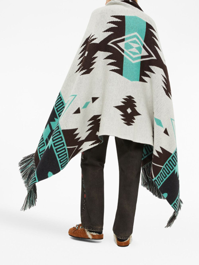 Shop Alanui Icon Jacquard Wool Blanket In Brown