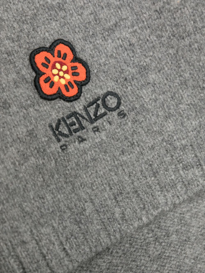 Shop Kenzo Boke Flower Wool Scarf In Grey