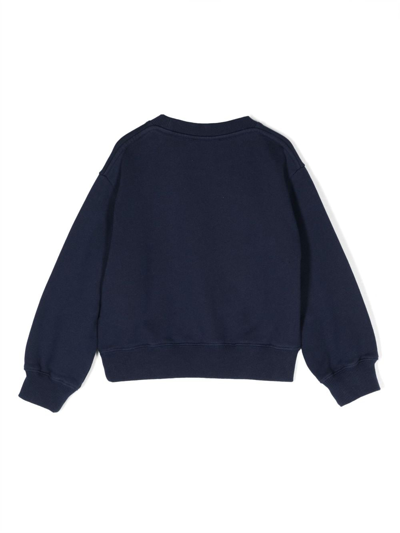 Shop There Was One Logo-print Cotton Sweatshirt In Blue