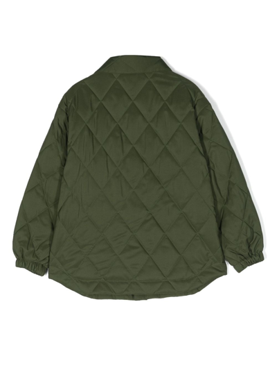 Shop There Was One Logo-patch Padded Shirt Jacket In Green