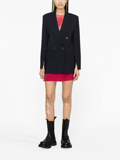 Msgm Double-breasted Blazer In Blue