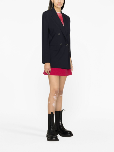 Shop Msgm Double-breasted Blazer In Blue