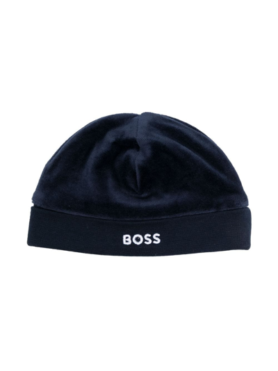 Shop Bosswear Logo-embroidered Beanie In Blue