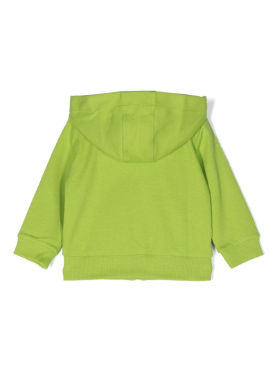 Shop Moschino Logo-print Cotton Hoodie In Green