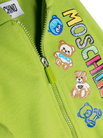 Shop Moschino Logo-print Cotton Hoodie In Green