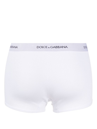 Shop Dolce & Gabbana Logo-waist Cotton Boxers In White