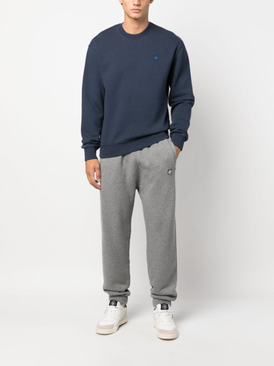 Shop Maison Kitsuné Elasticated-waistband Cotton Track Pants In Grey