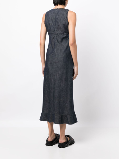 Joseph V-neck Sleeveless Cotton Dress In Blue
