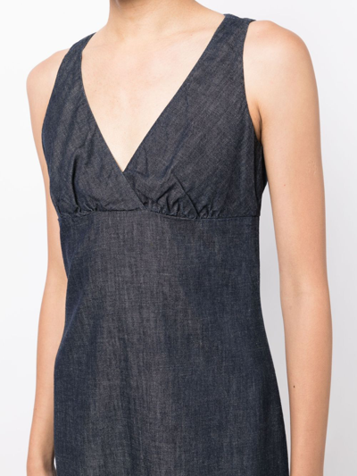 Joseph V-neck Sleeveless Cotton Dress In Blue