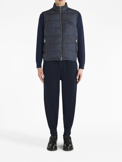 Shop Etro Paisley Print-band Track Trousers In Blue