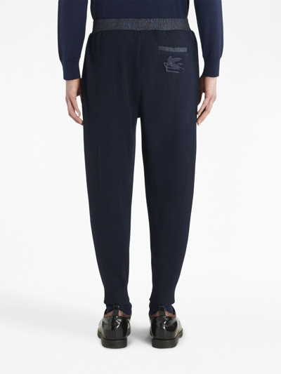 Etro Paisley-print Cotton Track Trousers In Blue