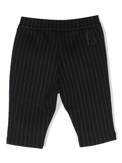 Shop Emporio Armani Striped Cotton-blend Trousers In Blue