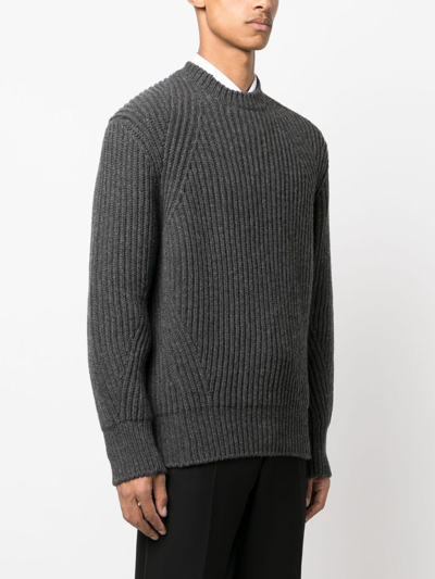 Alexander Mcqueen Jacquard-trimmed Wool Sweater In Grey