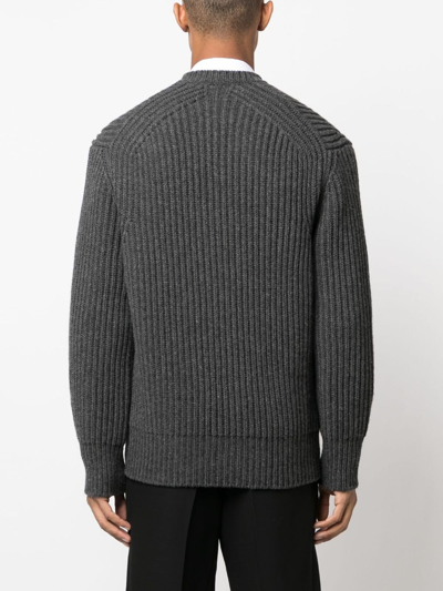 Alexander Mcqueen Jacquard-trimmed Wool Sweater In Grey