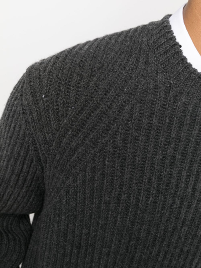Alexander Mcqueen Jacquard-trimmed Wool Sweater In Grey