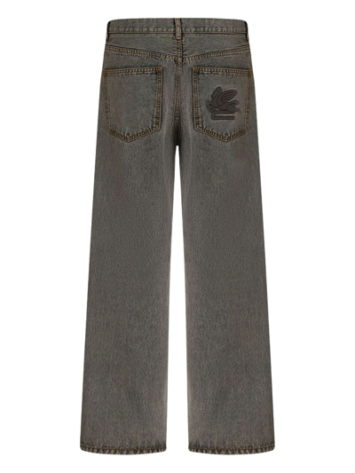 Etro Wide Leg Five-pocket Denim Trousers In Schwarz