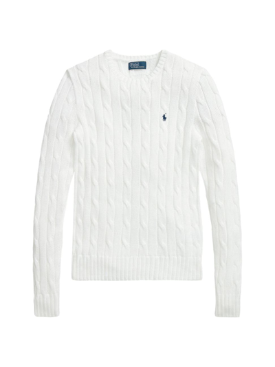 Shop Polo Ralph Lauren Women's Julianna Cable-knit Pima Cotton Sweater In White