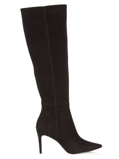 Shop Saks Fifth Avenue Women's Collection 87mm Suede Stiletto Knee-high Boots In Black