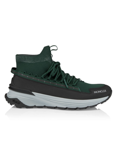 Shop Moncler Men's Monte Runner High-top Sneakers In Black Dark Green