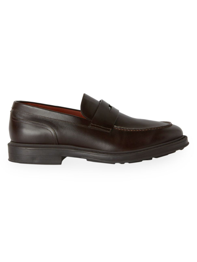 Shop Loro Piana Men's Travis Leather Loafers In Very Dark Brown