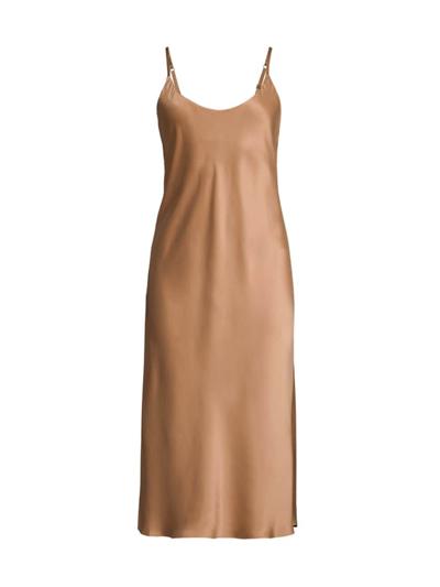 Shop Lunya Women's Bias-cut Silk Slip Nightgown In Hushed Tan